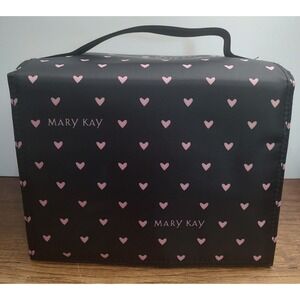 Mary Kay Travel Roll Up Bag Black Pink Hearts Hanging Organizer Cosmetic D4